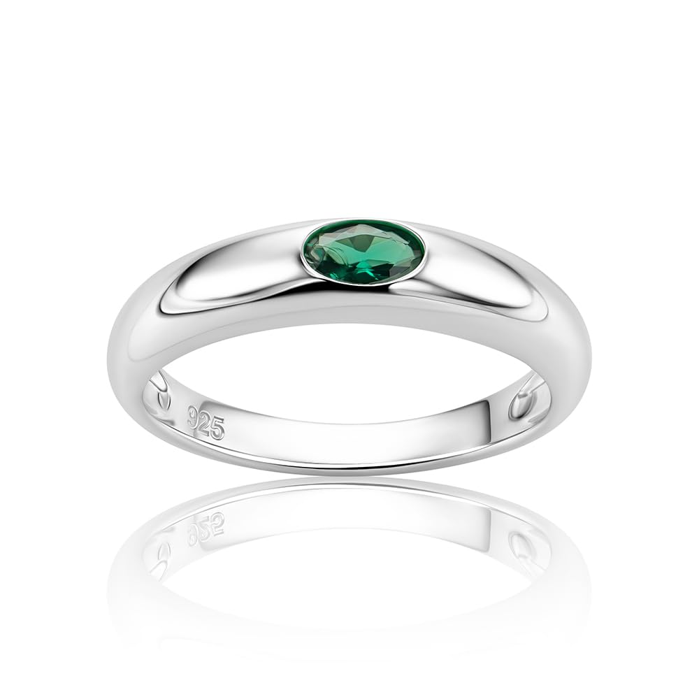 OROVI Ring Silber 925 Damen, Sterling Silber, Verlobungsring Damen mit Rubin/Smaragd/Saphir, Silberring, Schmuck mit Edelsteine, Silberne Trauringe, Hypoallergener Schmuck, inkl. Edler Schmuckbox