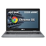 ASUS Chromebook C223 11.6' HD Laptop, Intel Celeron N3350 Processor, 4GB RAM, 32GB eMMC, Intel UHD Graphics, 720P Webcam, Stereo Speakers, Wi-Fi, Chrome OS, Gray (Renewed)