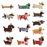 13 Stück Dackelmuster Bestickt Set, Patches zum Aufbügeln mit Dackel Design, Bügelsticker für Kleidung & Textilien, Bunte Stickerei Aufnäher für Jeans Rucksack & Heimdekoration