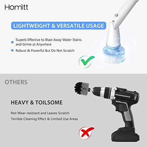 Homitt Electric Spin Scrubber with Rechargeable Battery, 360 Power Tile Scrubber with 4 Multi-Purpose Replaceable Shower Scrubber Brush Heads, 1 Extension Arm for Bathroom, Tub, Floor - Thumbnail 4