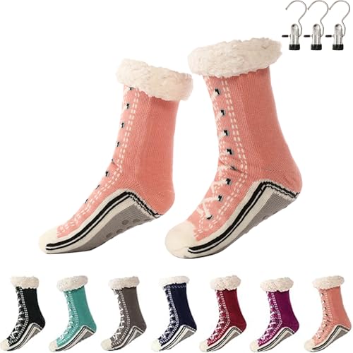 Brisk Rhythm Socks, Ultra-Thick Cashmere Slipper Home Socks, Non Slip Fluffy Comfy Warm Winter Slipper Socks With Hook Clip