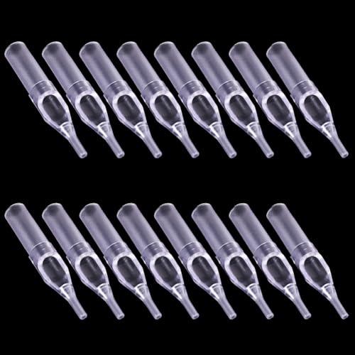 50 Pieces Tattoo Tip Disposable Tattoo Needle Tube Plastic Tattoo Needle Nozzle Tattoo Needle Cap Tattoo Needle Tip Tattoo Nozzle Tips for 3R 5R 7R 9R 11R Tattoo Needle, Clear