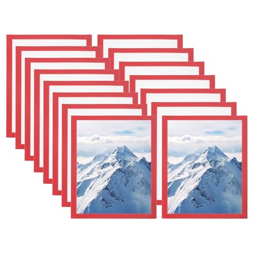 Cadre photo magnétique A4 rouge porte-affiche mural adhésif repositionnable pour vitrine et porte