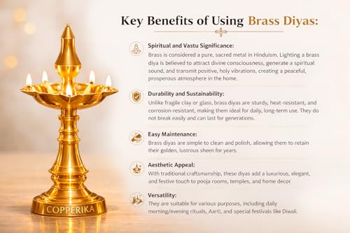Image of Premium Brass Diya Kerala Samai 10 Inch (Set of 2)|Traditional Oil Lamp Deepak Lamp Kutthu vilakku Panchmahal Deepam for Pooja Mandir Diwali Indian Puja Ganesh Chaturthi ReturnGift