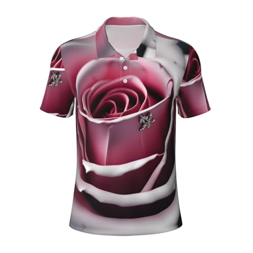 Polo homme à manches courtes anti-transpiration : style motif rose et confort