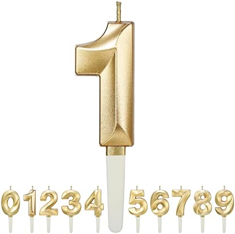 Popuppe Gold Number Candles Birthday Numeral Candles Cake Numeral Candles for Birthday Wedding Anniversary New Year Party Cake Decorations Topper (Gold 0)