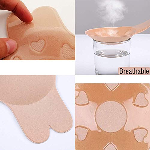 2 Pairs Sticky Bra Invisible Adhesive Backless Bra, Strapless Reusable Push Up Lift Nipple Covers for Women - Thumbnail 5