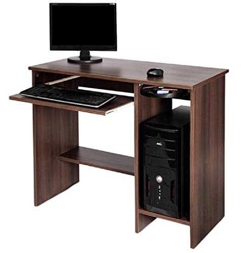Image of MAMTA DECORATION Engineered Wood Writing Study Table with Storage Wooden Computer Desk with Keyboard Shelf for Office Home (Dark Matt Finish)