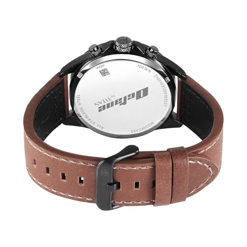 Image of Titan Octane Cred Analog with Black Dial Brown Leather Strap Watch for Men - 90238KL03
