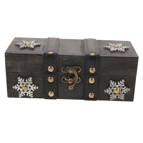 VALICLUD Caja de Almacenamiento de Madera Robusta con Tapa Abatible y Cierre Cofre Vintage para Joyas y Objetos Decorativos Organizador Retro para Hogar y Oficina