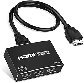NEWCARE 4K HDMI Splitter 1 in 3 Out, 1×3 HDMI Splitter Support 4Kx2K, 1080P, 3D, HDR, DTS/Doby-TrueHD for Xbox PS5/4 Fire Stick Roku Blu-Ray Player Apple TV,NOT Supported Extend(HDMI Cable Included)