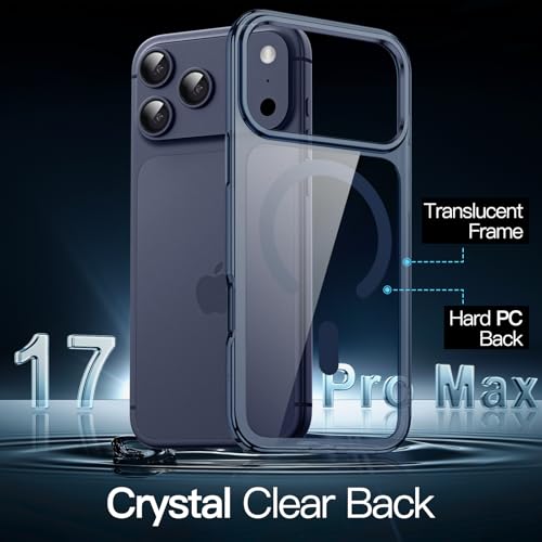 Image of JETech Magnetic Case for iPhone 17 Pro Max 6.9-Inch Compatible with MagSafe, Shockproof Phone Bumper Cover, Anti-Scratch Clear Back (Deep Blue)