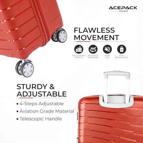 Image of ACEPACK by Verage - STARLINK Unbreakable Hard Side Polypropylene Luggage Medium Check in 74L |Lightweight Suitcase Set with 360 Silent Spinner Wheels, Number Lock, Telescopic Handle & 3 Year Warranty