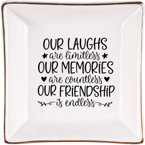 Baobeily Freundschafts-Schmuckschale für Frauen, unser Lachen sind grenzenlos, unsere Erinnerungen sind unzählig, unsere Freundschaft ist endlos