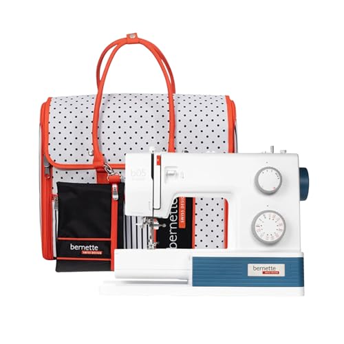 Bernette B05 Academy Sewing Machine Bundle | 30 Stitches Tote Bag Extension Table 12 Presser Feet | Portable and Heavy Duty Sewing Machine
