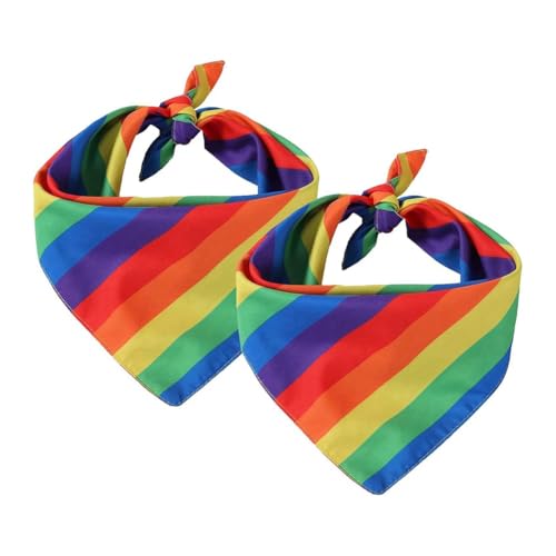 Quystetes 2 Stück Regenbogen-Bandana-Accessoire, Kostüm-Stirnbänder, Taschentuch, Bandana, Schal für Männer und Frauen, Halstuch, Zubehör