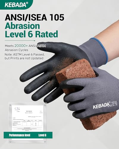 Image of Kebada W5 Foam Nitrile Coated Work Gloves for Men & Women, 12 Pairs | Seamless Nylon Knit, Strong Grip, Safety Gloves for General Purpose, Mechanic Work, Warehouse, Construction & Gardening