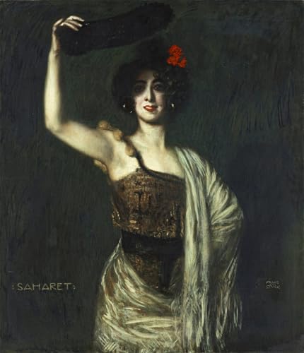 Tableau Von Stuck la Danseuse Saharet : une œuvre d'art rétro captivante