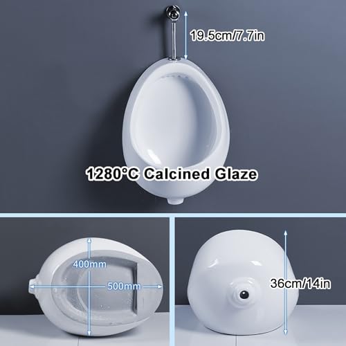 Urinal comercial de cerámica Gtzly para hombres, sistema de descarga de alta eficiencia, urinal empotrado en pared con válvula de descarga manual miniatura 7