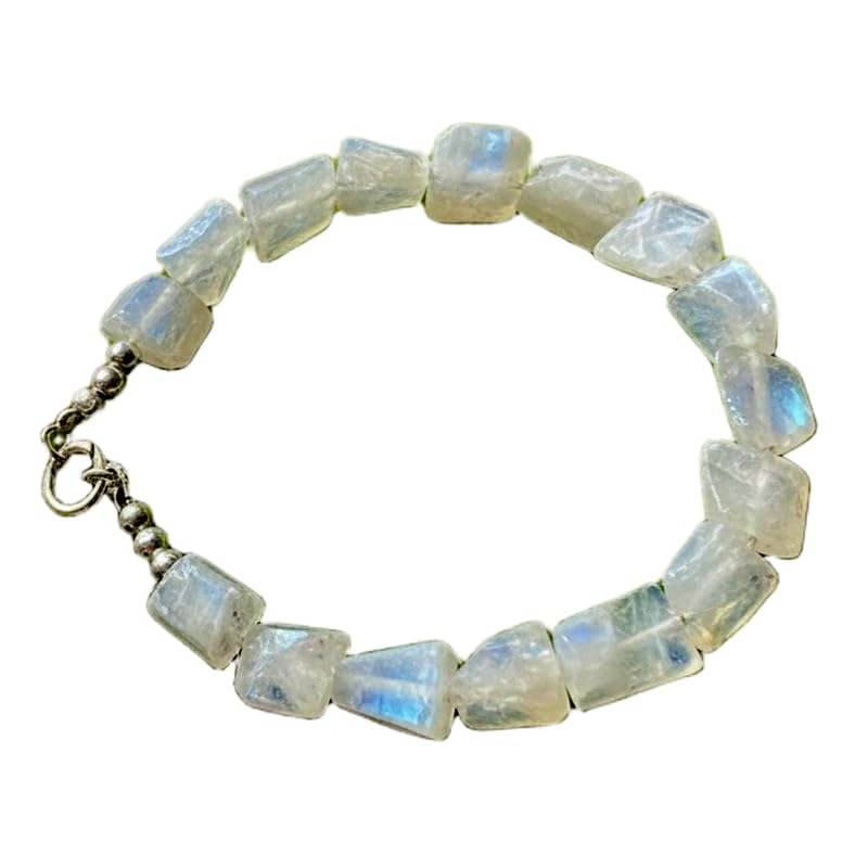 Bracelet pierre de lune blanche au quotidien | Accessoire bohème chic empilable