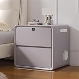 Modern Nightstand with Speaker and Fingerprint Lock, Nightstand with 2 Drawers, Smart Bedside Table, Night Stands for Bedroom and Living Room,Ideal for Home