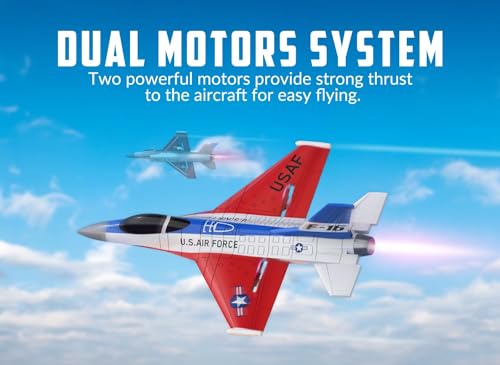 Image of volantexrc RC Plane, 2CH Remote Control Jet Fighter for Beginners & Adults | F-16 Fighting Falcon RTF, 2.4Ghz, Cool Lights