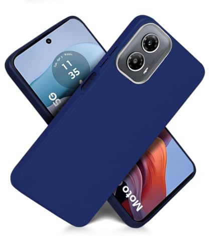 Image of WOW IMAGINE Back Cover for Motorola Moto G34 5G | Moto G45 5G | Ultra Slim Flexible Non-Slip Grip | Inner Fabric | Metal Camera Ring & Lightweight Soft Silicone Mobile Case - Blue