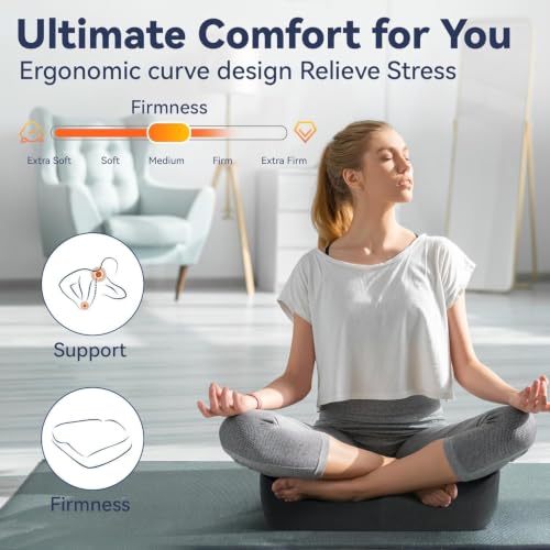 LALUCREATE Large Memory Foam Seat Cushion w/ Rear Cutout & Non-Slip Cover (Black) - image 2