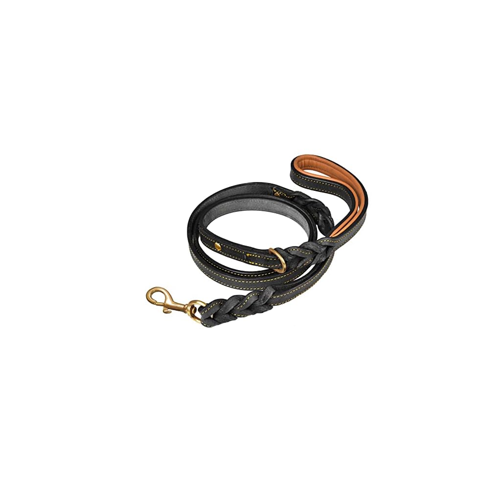 Leather Dog Leash 8ft, Soft Multi-Function 6 In 1