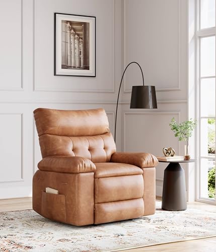 Image of GarveeHome Extra Wide Recliner Chair - PU Leather Oversized Manual Recliner for Adults, Lazy Chair with 1.5X Sponge Comfort Arm and Back for Living Room, Bedroom