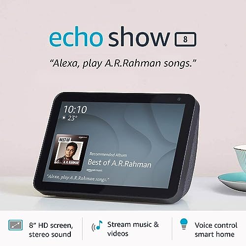 Image of Introducing Echo Show 8 - Smart Display with Alexa - 20.32 cm (8 inch) HD Screen with Stereo Sound - Black