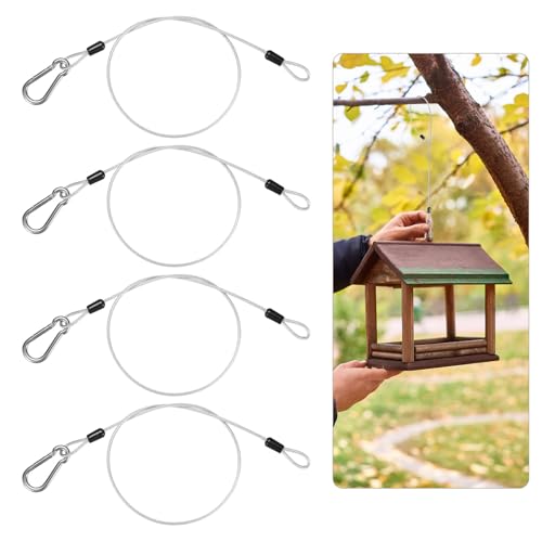 M METERXITY 4-Pack Bird Feeder Hanger with Snap Clip 60cm/24in, Clear