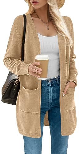 ANIXAY Cardigan Sweaters for Women 2024 Long Sleeve Open Front Knit Outwear Coat Womens Cardigan with Pockets