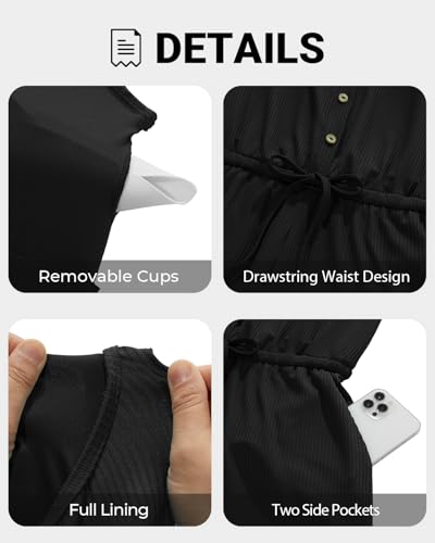 Tempt Me Women Romper Swimsuit - One Piece Bathing Suit with Shorts Modest Boyleg Swim with Pockets 20254