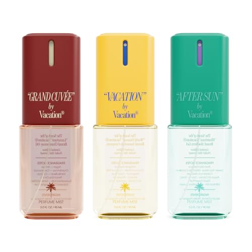 VACATION Body Mist Collectors Set 3 Pack 3 Fluid Ounces Each - Perfume Gift Set for Women Coconut Aloe and Argan Scents Hair and Body Spray Summer Fragrance