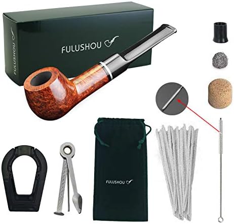 FULUSHOU Mediterranean Briar Wood Tobacco Pipe, Simple Mini Tobacco Pipe,Dad Gift