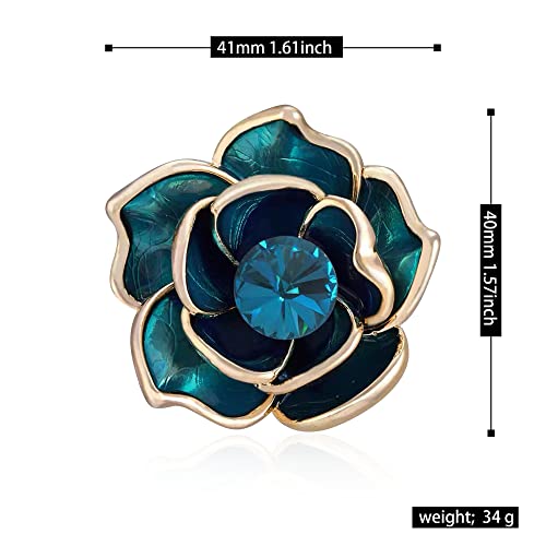 Image of Women Camellia Flower Pearl Enamel Brooch Pins for Ladies Jewelry Fashion