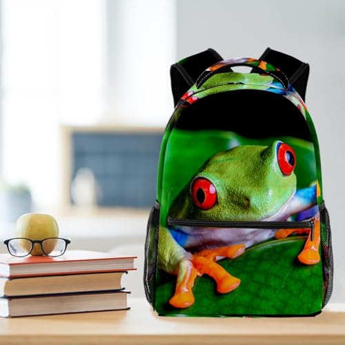 Sac à dos d'école vert grenouille original et grand format multicolore - 5