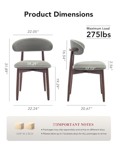 Image of Dining Room Chairs Set of 4, Upholstered Farmhouse Dining Chairs, Modern Fabric Kitchen Chairs with Solid Wood Leg,Green