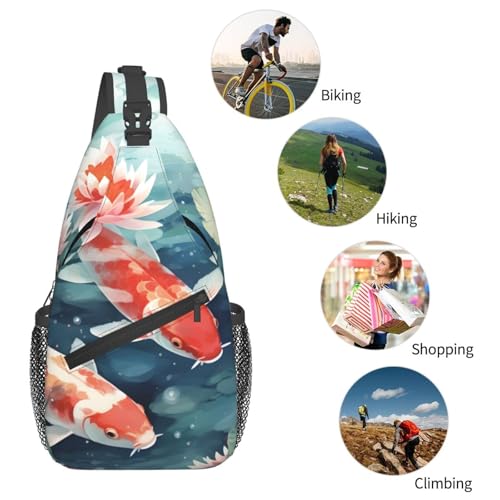 Bolso tipo sling con patrón de carpa para mujer y hombre miniatura 5