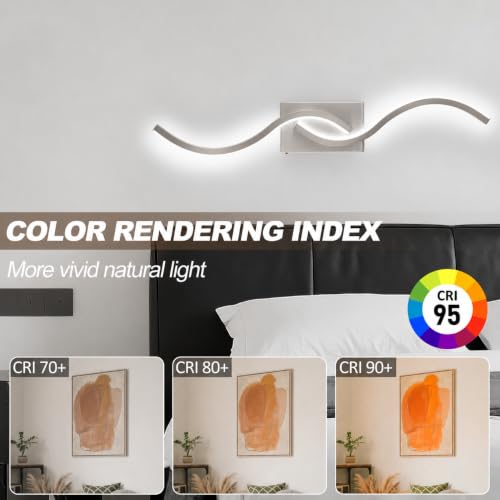 Image of Modern Wall Sconce Set of 2, 31.5 Inch 5CCT Dimmable LED Vanity Light Fixture, Satin Nickel Hardwired 2500K-5300K Wall Lamp, Indoor Bathroom Light Over Mirror for Bedroom Living Room Hallway