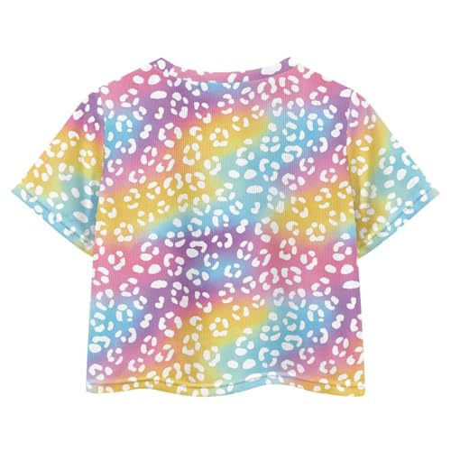 Image of Girls Crop Tees Crew Neck Casual Short Sleeve T Shirts Kids Loose Soft Comfortable Tees Blouses Shirt for Little Girl