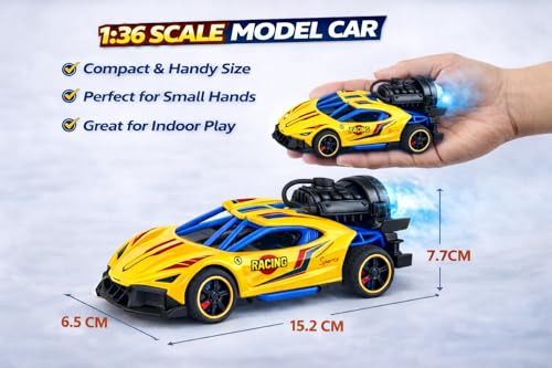 Image of PRIME DEALS Exclusive Alloy Metal Die-Cast Street Racing Car 1:36 Model Car with Mist Smoke Spray Pull Back Die-cast Car Diecast Toy car with Light Music for Kids (Multi Color)
