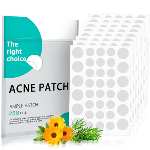 Spot Patches,Pimple Patch 288PCS,Hydrocolloid Patches with Tea Tree Oil+Salicylic Acid+Centella,Acne Patches for All Skin Types,Pimples,Blemishes,Zits,Fast-Acting, Vegan & Cruelty Free Skin Care