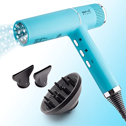 Professional Series Hydra Blow Dryer with Diffuser | Most Powerful Hair Dryer with 20x Faster Brushless Motor | Small Ultra-Lightweight Hair Dryer with Auto-Clean | Quiet Ionic Salon Dryer by SKYPRO