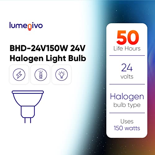 lumenivo Replacement for Amscope BHD-24V150W 24V Halogen Light Bulbs for Fiber Optic Illuminators Microscopes - GX5.3 / GU5.3 2-PIN - MR16