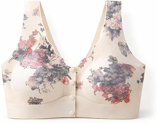 Nerissa Wear Women's Floral Print Sports Bra - Soft Supportive Wireless Bra with Front Closure - Comfortable Activewear (B...