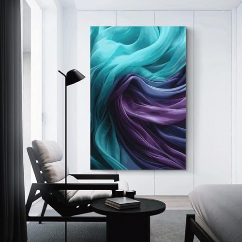 Toile murale déco salon esthétique vert et violet 60x90 cm - 3