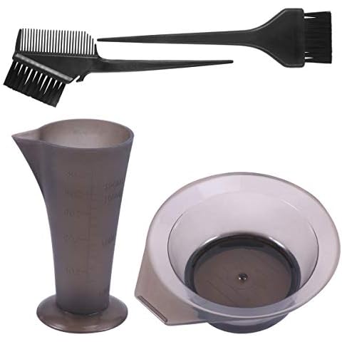 Beaupretty Hair Dye Brush and Bowl Set Measuring Cup Professional Hair Coloring Tool Kit Color Mixing Bowl Dyeing Tinting Brush Applicator or Home Barber Salon 4pcs Cover