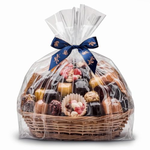 Shop4Mailers 24x30 inches Cellophane Clear Flat Wrap Bags for Party Favors, Treat, Gift Baskets, Vase, Presents, Weddings, Birthday, Baby Showers (50 Pack)